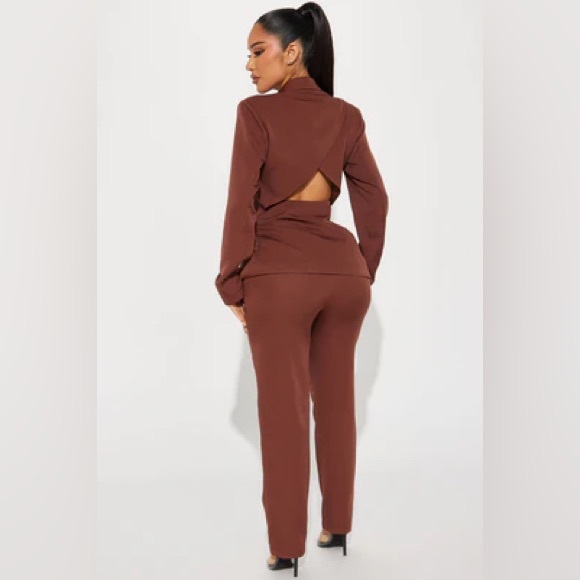 Fashion Nova Business Chic Blazer Set in Chocolate Brown NWT - Picture 2 of 4